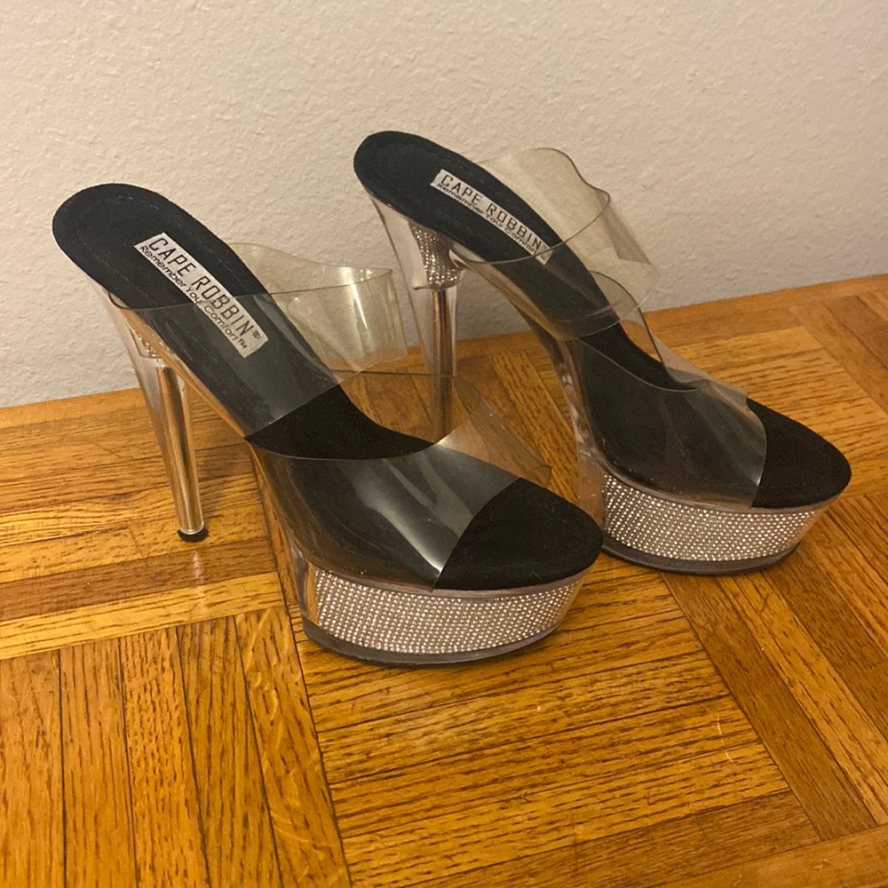 High Clear/rhinestone stiletto Heels